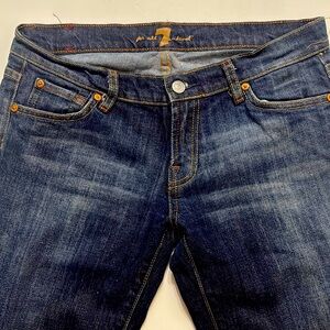 7 For All Mankind Classic Blue Denim Jeans with Subtle Fade
